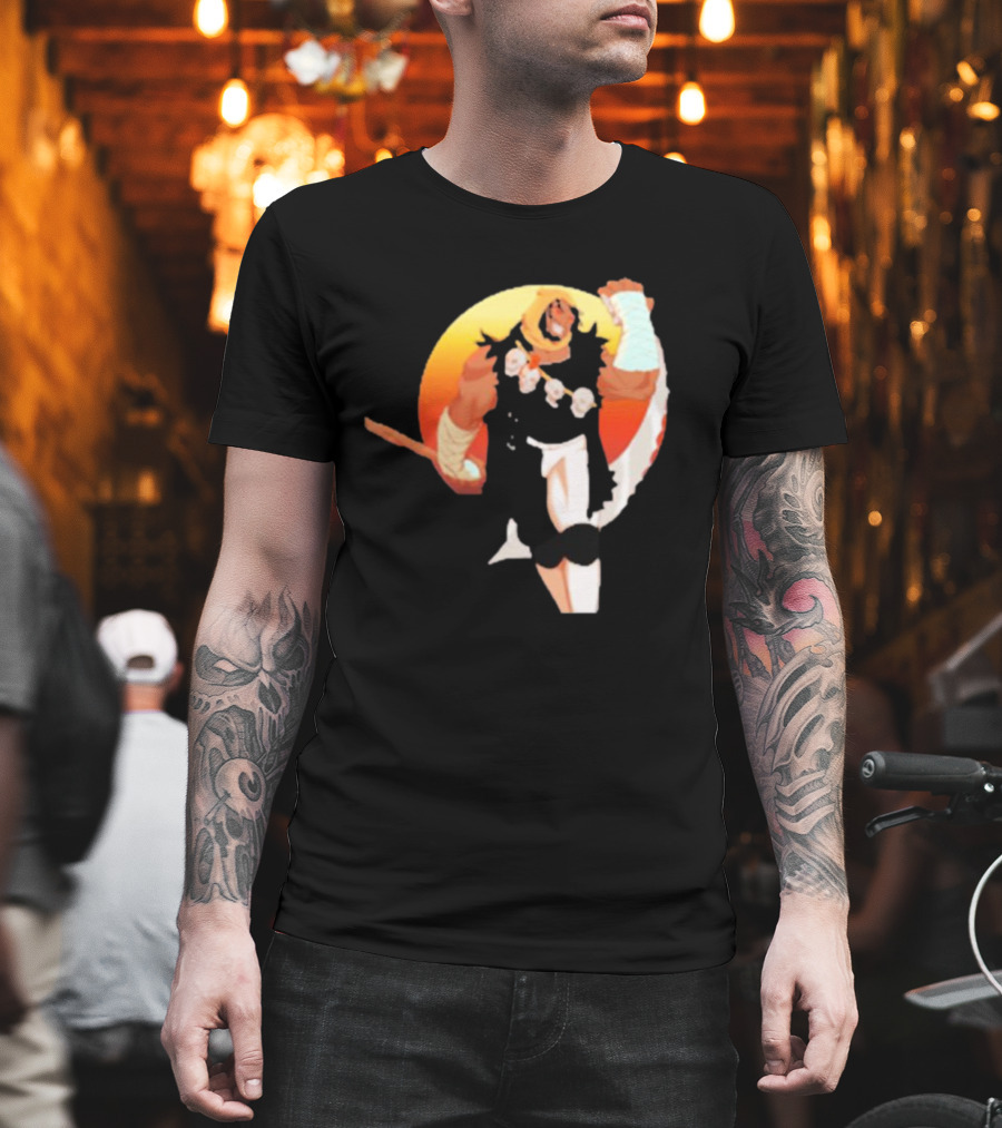 CALIFORNIA NIGHTMARE ISSUE #3 Fierce Warrior with Skulls and Sunset Background T-Shirt