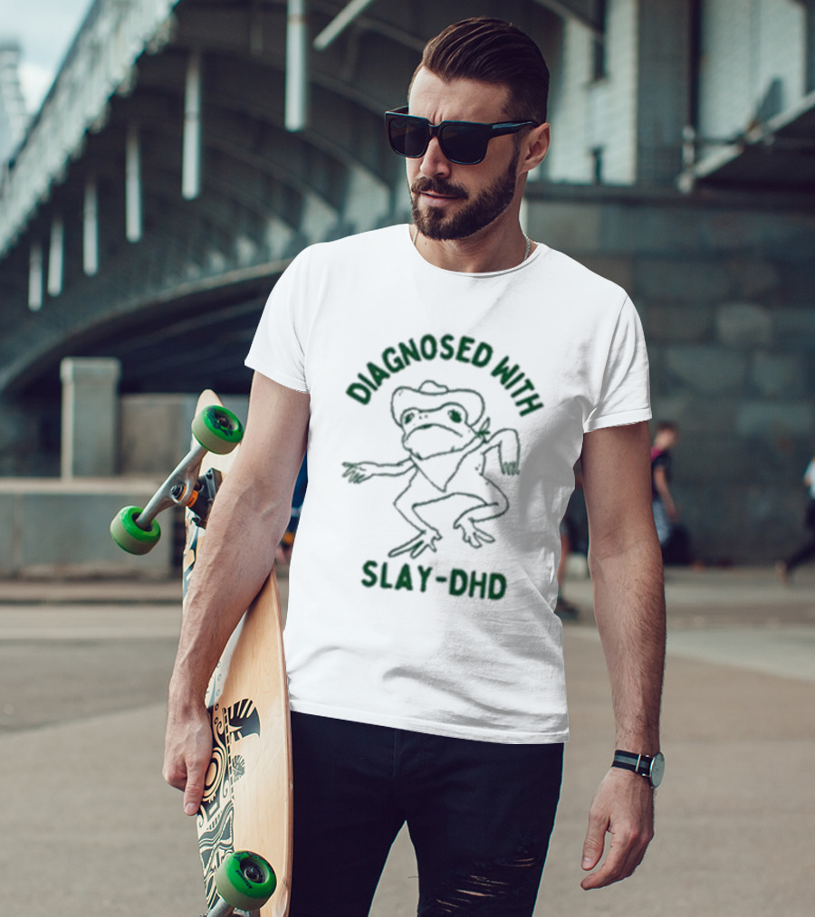 Diagnosed With Slay Dhd Frog In Cowboy Hat T-Shirt