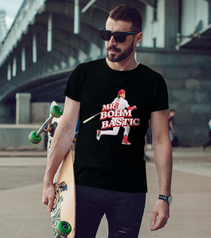Garrett Stubbs Wearing Mr. Bohm-Bastic Baseball Player T-Shirt