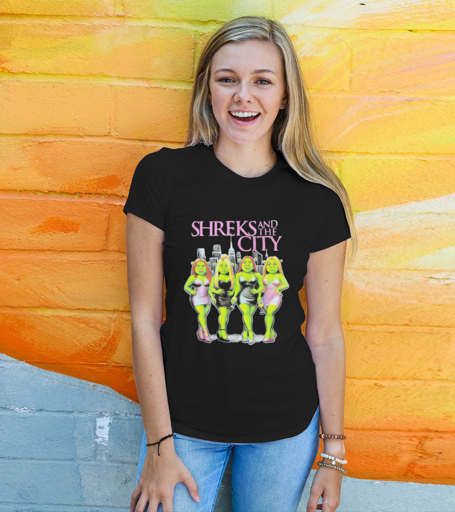 Shreks And The City Four Lady Shreks New York Skyline T-Shirt
