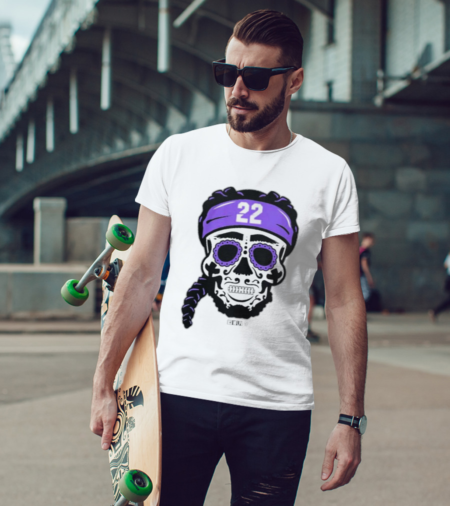 Derrick Henry 22 NFLPA Sugar Skull Baltimore Ravens Braids T-Shirt