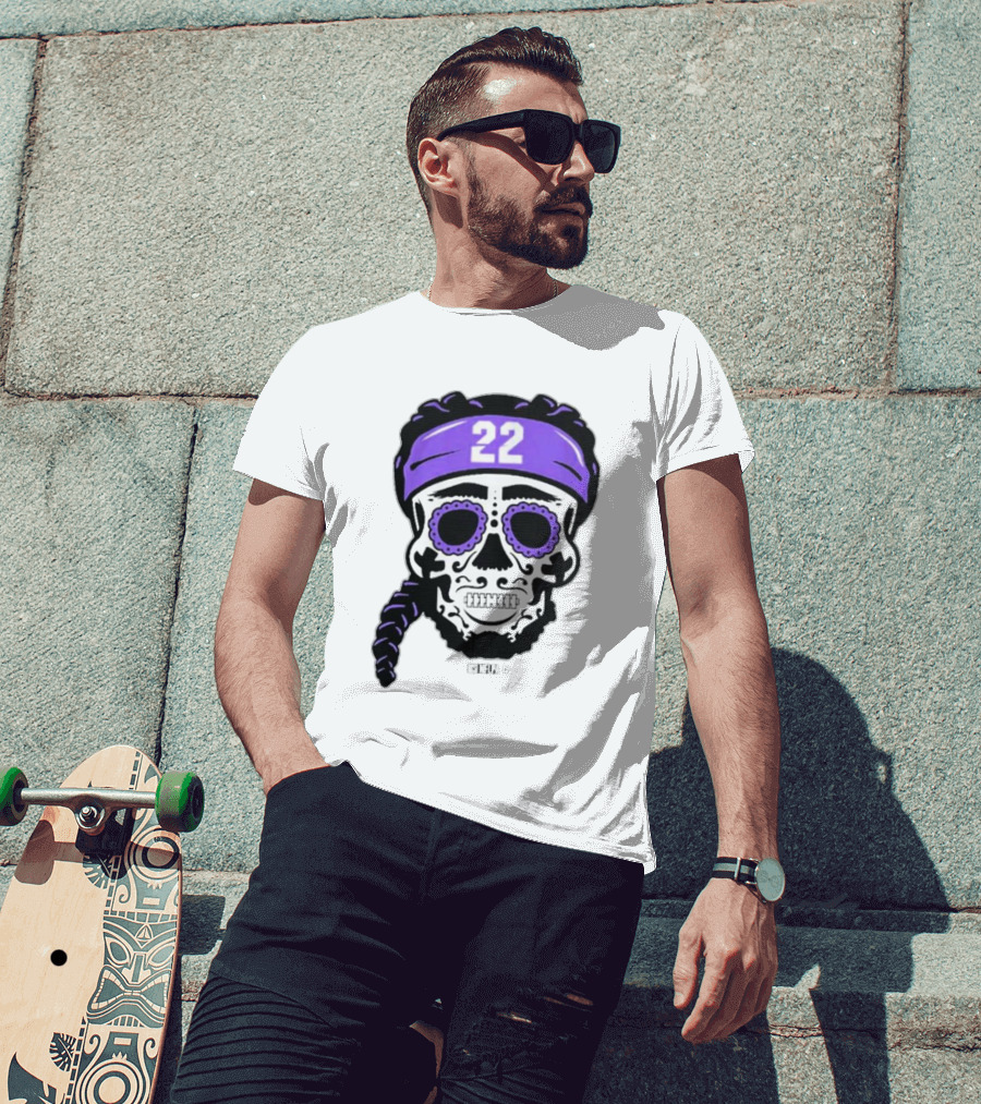 Derrick Henry 22 NFLPA Sugar Skull Baltimore Ravens Braids T-Shirt