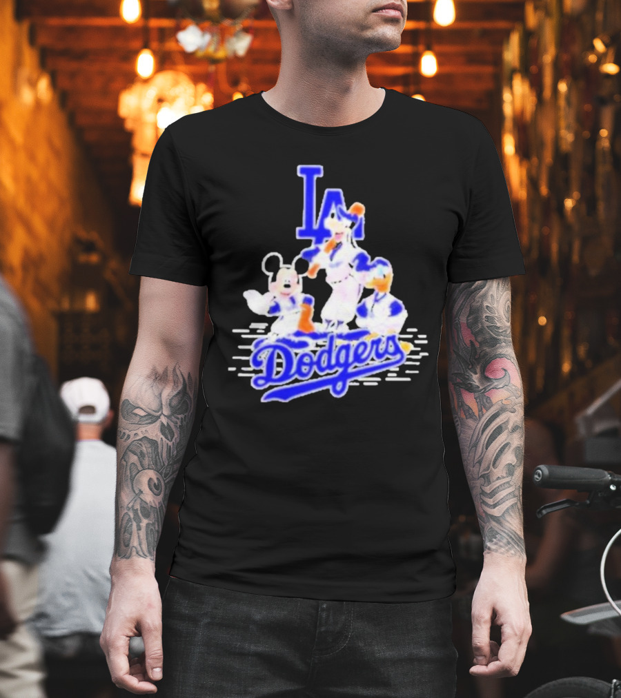 LA Dodgers Mickey and Friends Disney Baseball T-Shirt
