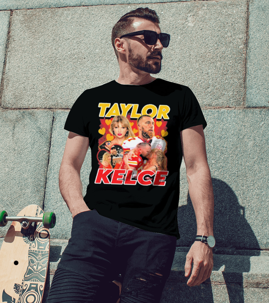 Taylor Kelce Football Love Hearts Chiefs Player Blonde Woman T-Shirt