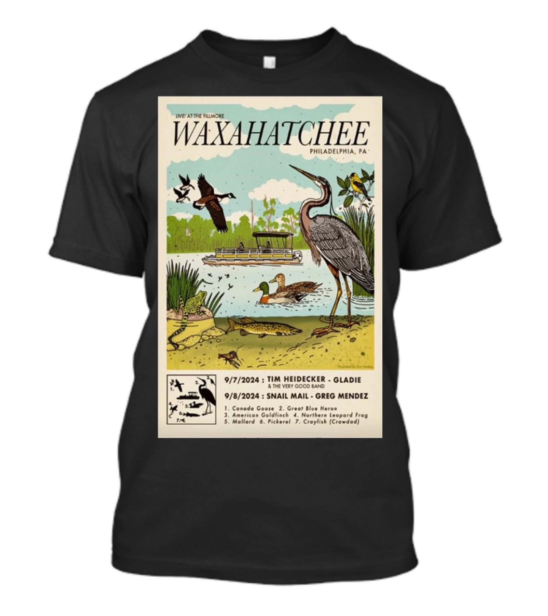 Live At The Fillmore Waxahatchee Philadelphia PA Sept 7-8 2024 Tim Heidecker Gladie Snail Mail Greg Mendez T-Shirt