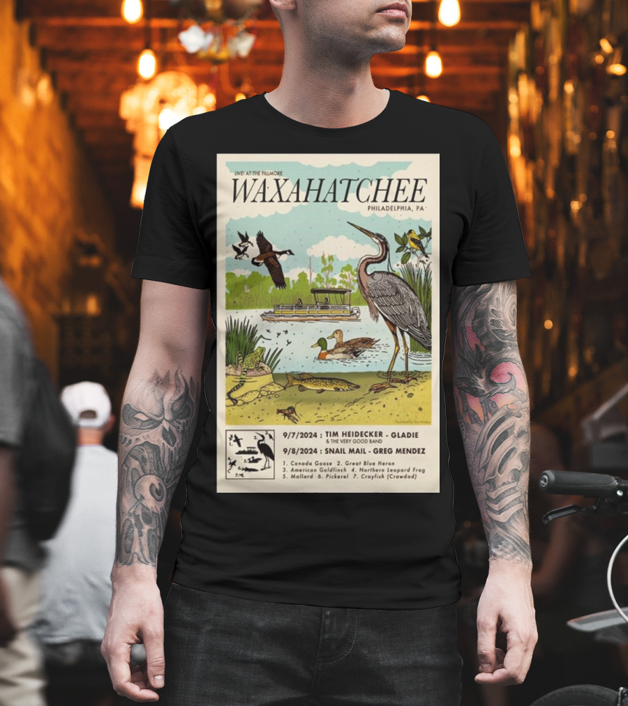 Live At The Fillmore Waxahatchee Philadelphia PA Sept 7-8 2024 Tim Heidecker Gladie Snail Mail Greg Mendez T-Shirt