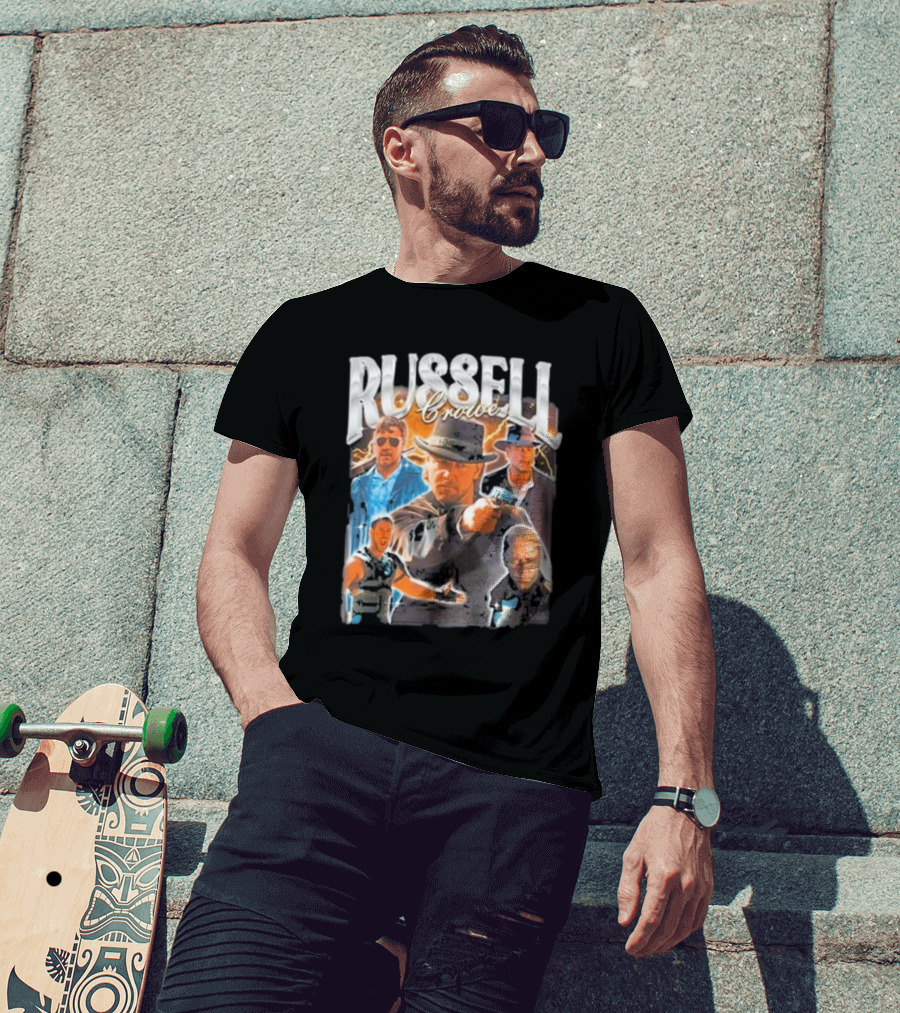 Russell Crowe Retro 90s Vintage Movie Collage T-Shirt