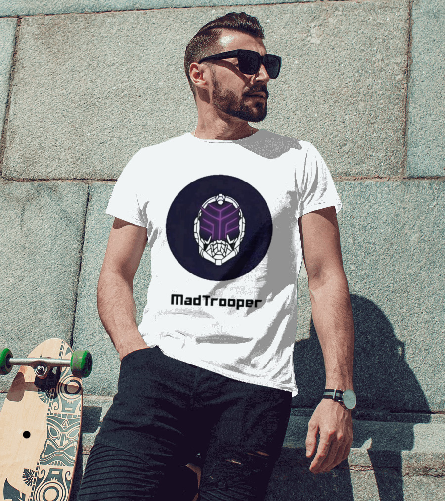 Madtrooper Helmet With Neon Purple Light T-Shirt