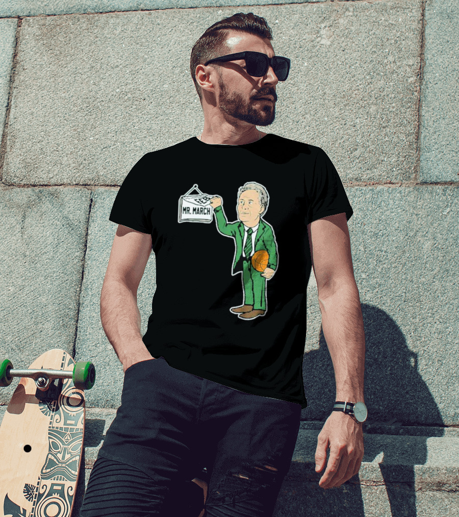 Mr. March Basketball Coach With Calendar In Green Suit Holding Basketball T-Shirt