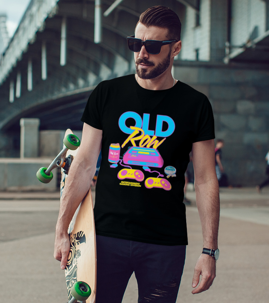 Old Row 90s Gaming Entertainment Gaming Division Mineral Wash Retro Console Controllers T-Shirt