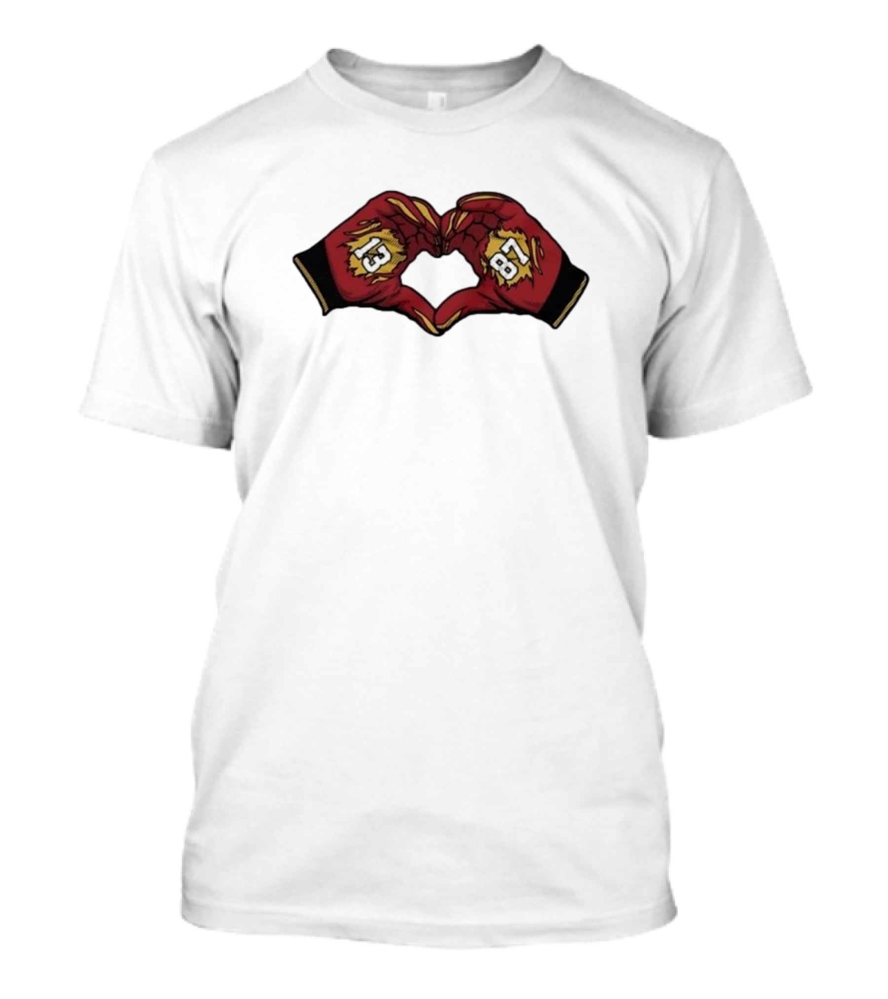 Nazeeh Johnson And Travis Kelce Kansas City Chiefs Heart Hands 13 87 T-Shirt