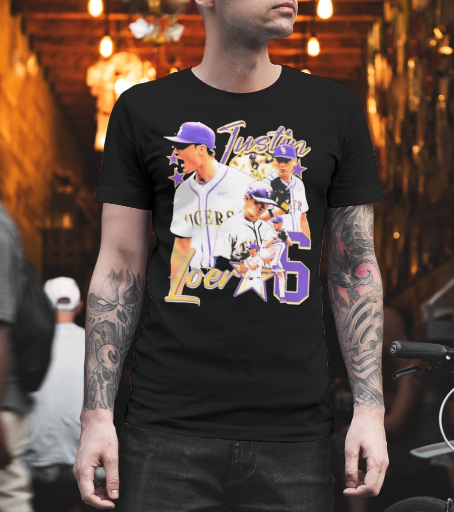 Justin Loer 6 LSU Tigers Baseball Pitcher Collage T-Shirt