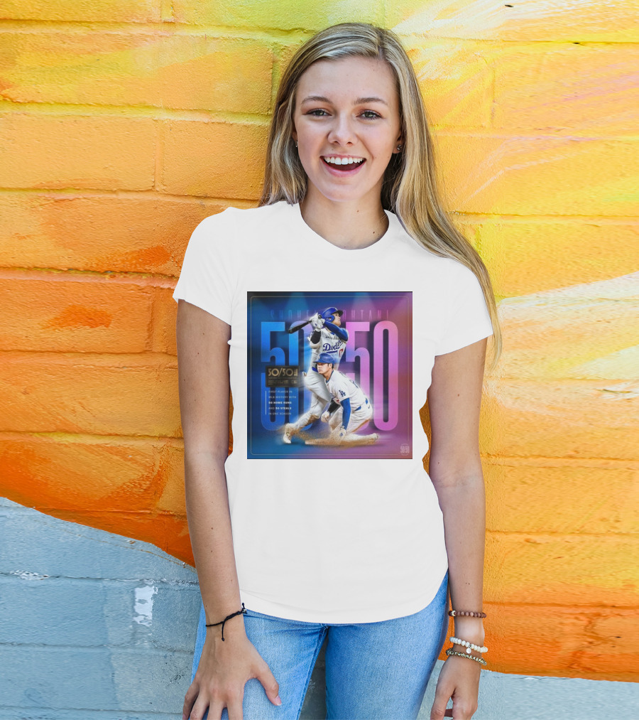 Shohei Ohtani 50/50 First Player MLB History 50 Home Runs And Steals Dodgers T-Shirt