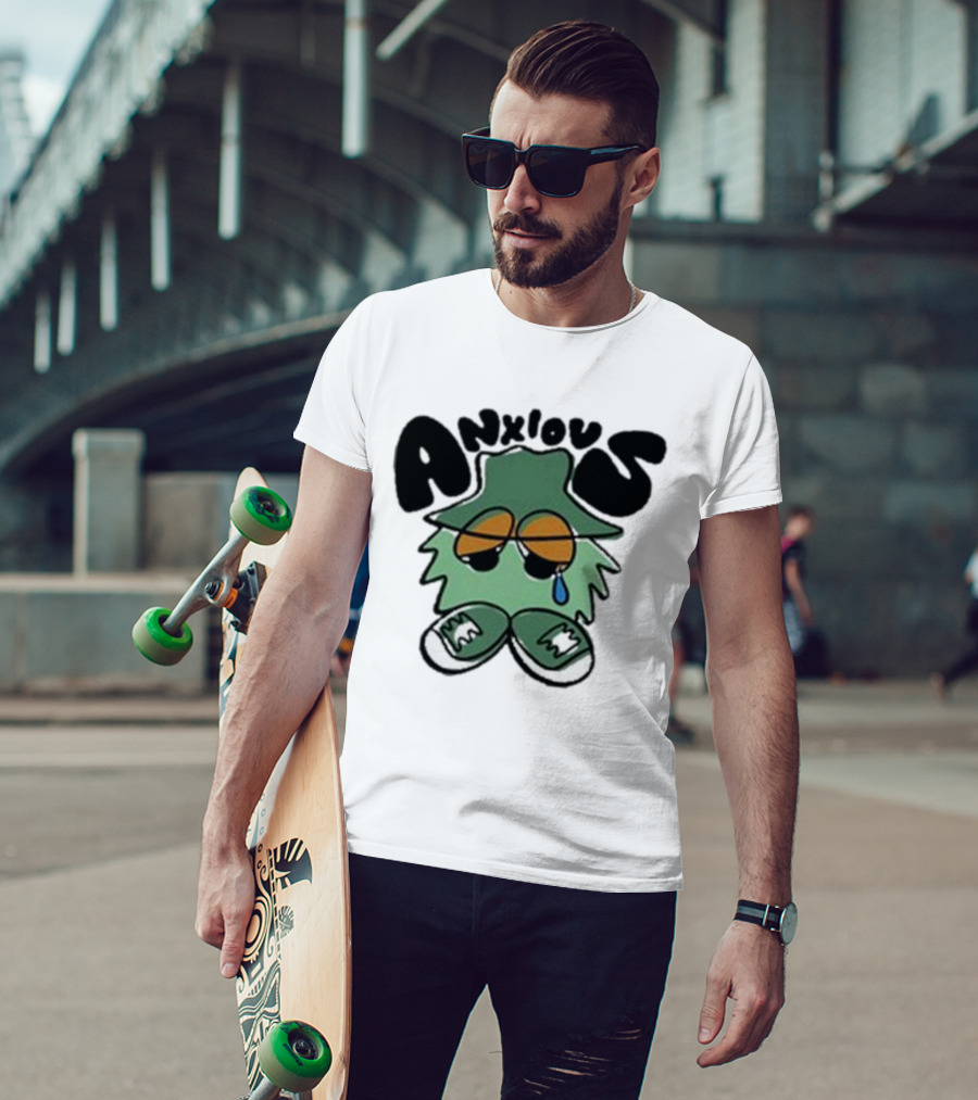 Anxious Fuzzball Green Teardrop Sneaker Character T-Shirt
