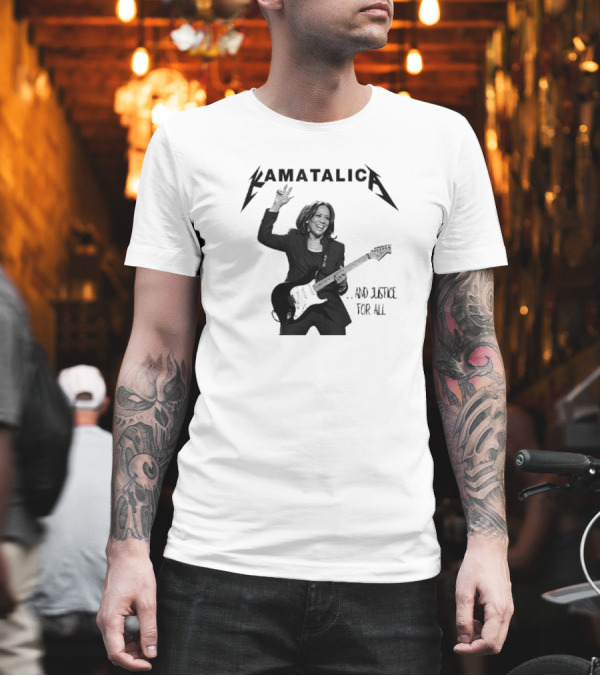 Kamatalica And Justice For All Kamala Electric Guitar T-Shirt Kamatalica And Justice For All Kamala Electric Guitar T-Shirt