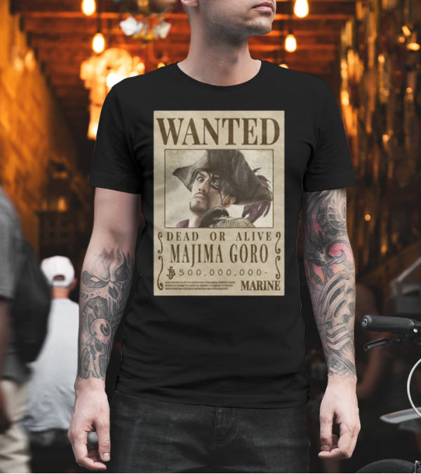 Wanted Poster Dead Or Alive Majima Goro Marine 500,000,000 T-Shirt Wanted Poster Dead Or Alive Majima Goro Marine 500,000,000 T-Shirt