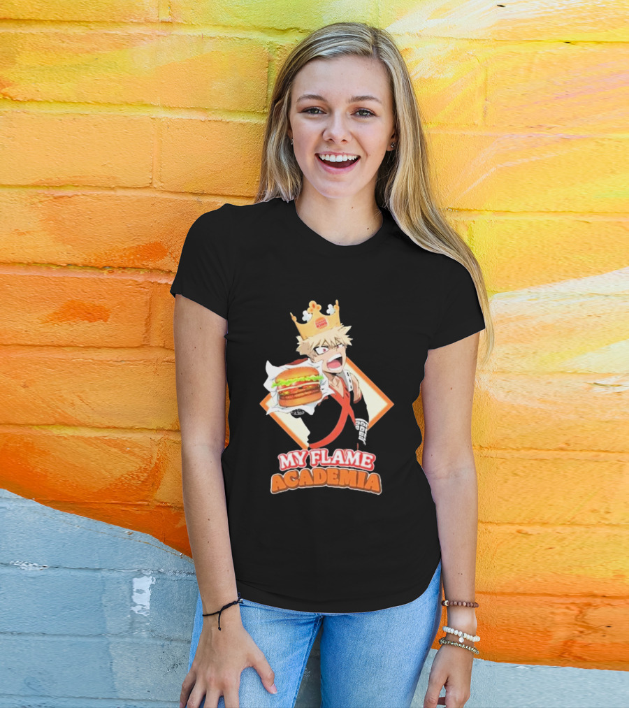 Bakugou Burger King My Flame Academia Jumbo Burger Crown Fusion T-Shirt