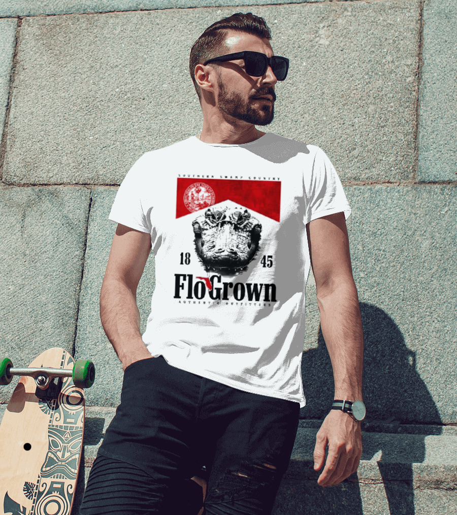 FloGrown Southern Swamp Country 1845 Authentic Outfitters With Florida Map T-Shirt