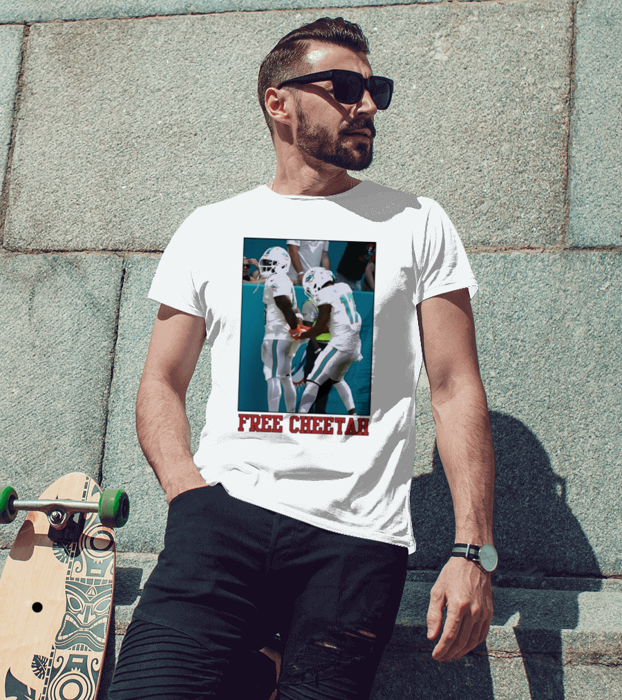 Free Cheetah Miami Dolphins Football Players T-Shirt