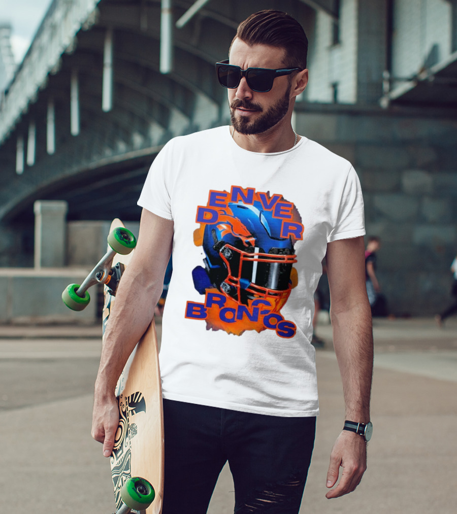 Denver Broncos Helmet Team Sports T-Shirt