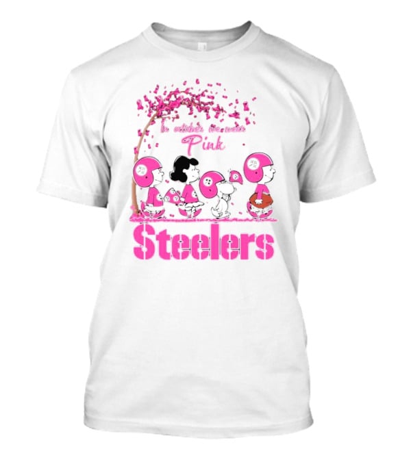 In October We Wear Pink Snoopy Steelers Breast Cancer Awareness T-Shirt