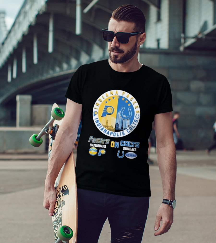 Indiana Pacers Indianapolis Colts Saturdays Pacers On Sundays Colts T-Shirt