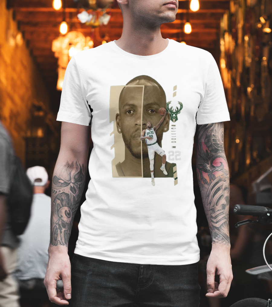 Khris Middleton Bucks Logo #22 Jump Pass Player Name and Number T-Shirt