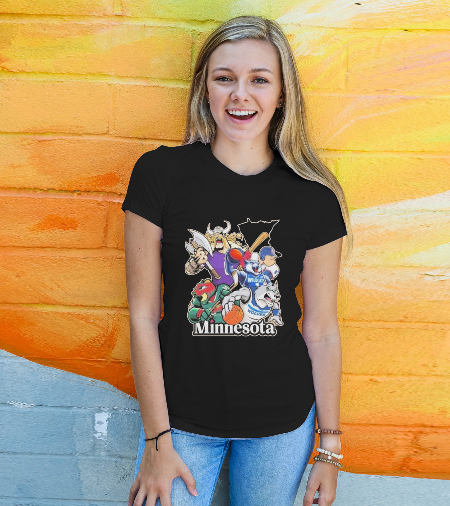 Minnesota Vikings Wildcat Wolves Sports Teams Mascots Vintage T-Shirt