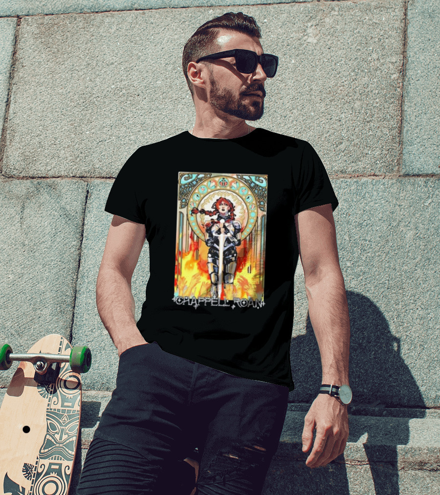 Chappell Roan Knight Armor Flame Background T-Shirt