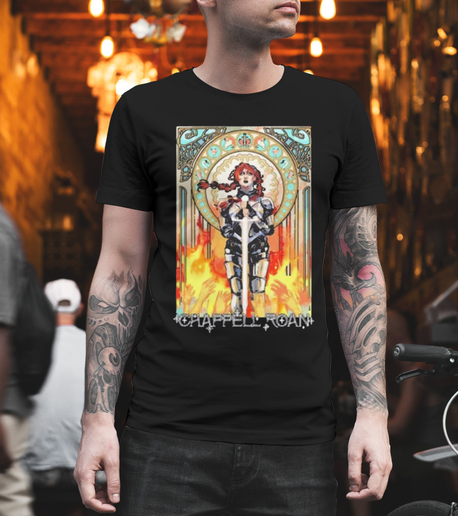 Chappell Roan Knight Armor Flame Background T-Shirt