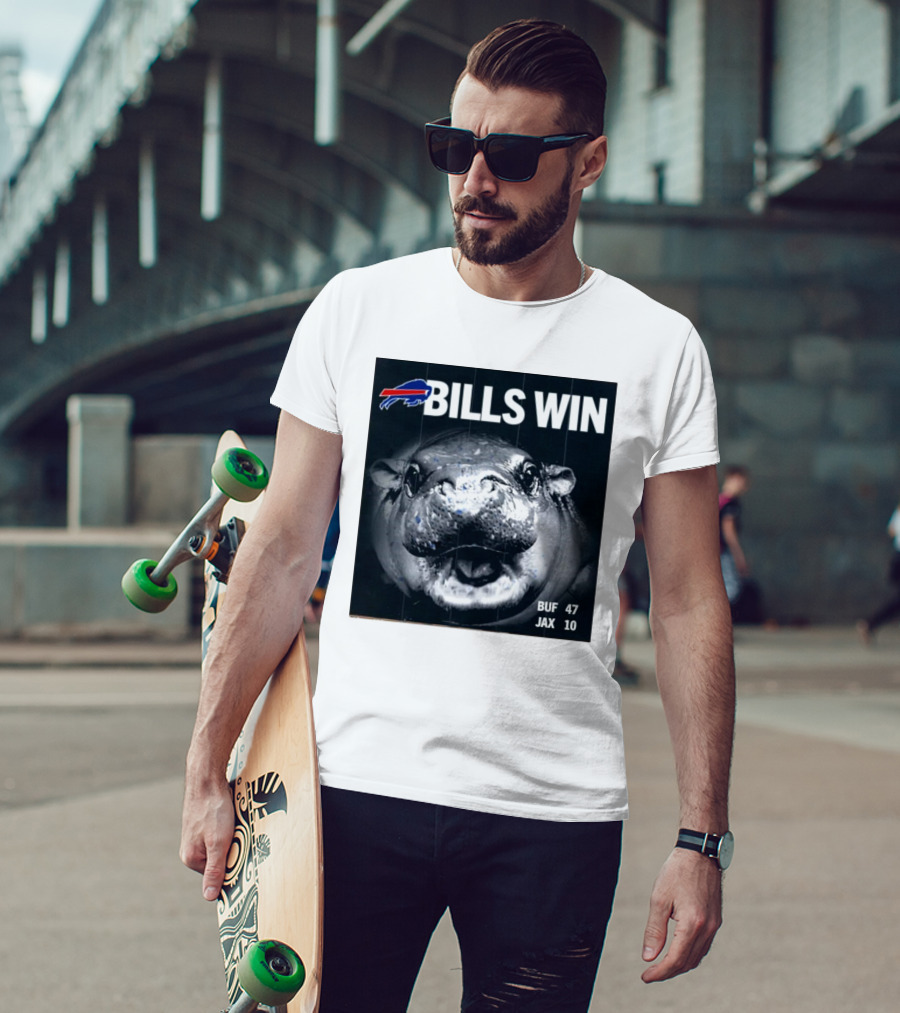BILLS WIN Buffalo Bills Mafia GoBills Moodeng BUF 47 JAX 10 T-Shirt