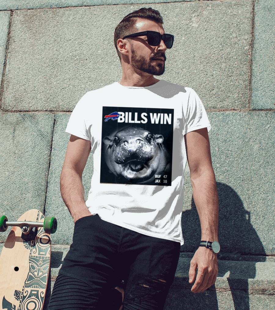 BILLS WIN Buffalo Bills Mafia GoBills Moodeng BUF 47 JAX 10 T-Shirt