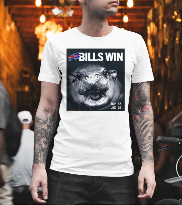 BILLS WIN Buffalo Bills Mafia GoBills Moodeng BUF 47 JAX 10 T-Shirt BILLS WIN Buffalo Bills Mafia GoBills Moodeng BUF 47 JAX 10 T-Shirt