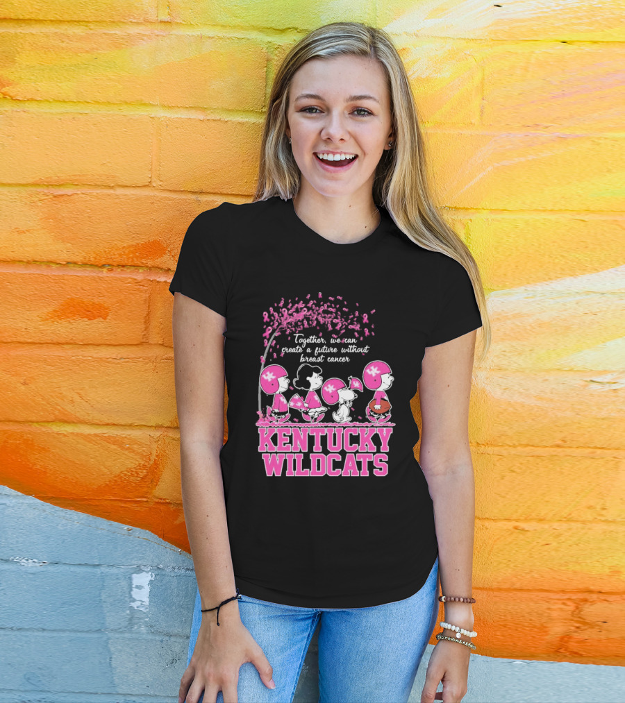 Peanuts Characters Kentucky Wildcats Together We Can Create A Future Without Breast Cancer T-Shirt