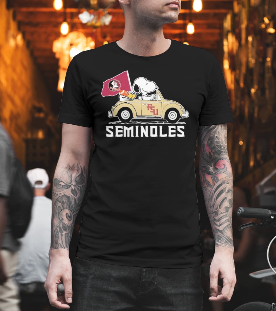 Peanuts Snoopy And Woodstock Florida State Seminoles FSU Car Seminoles T-Shirt