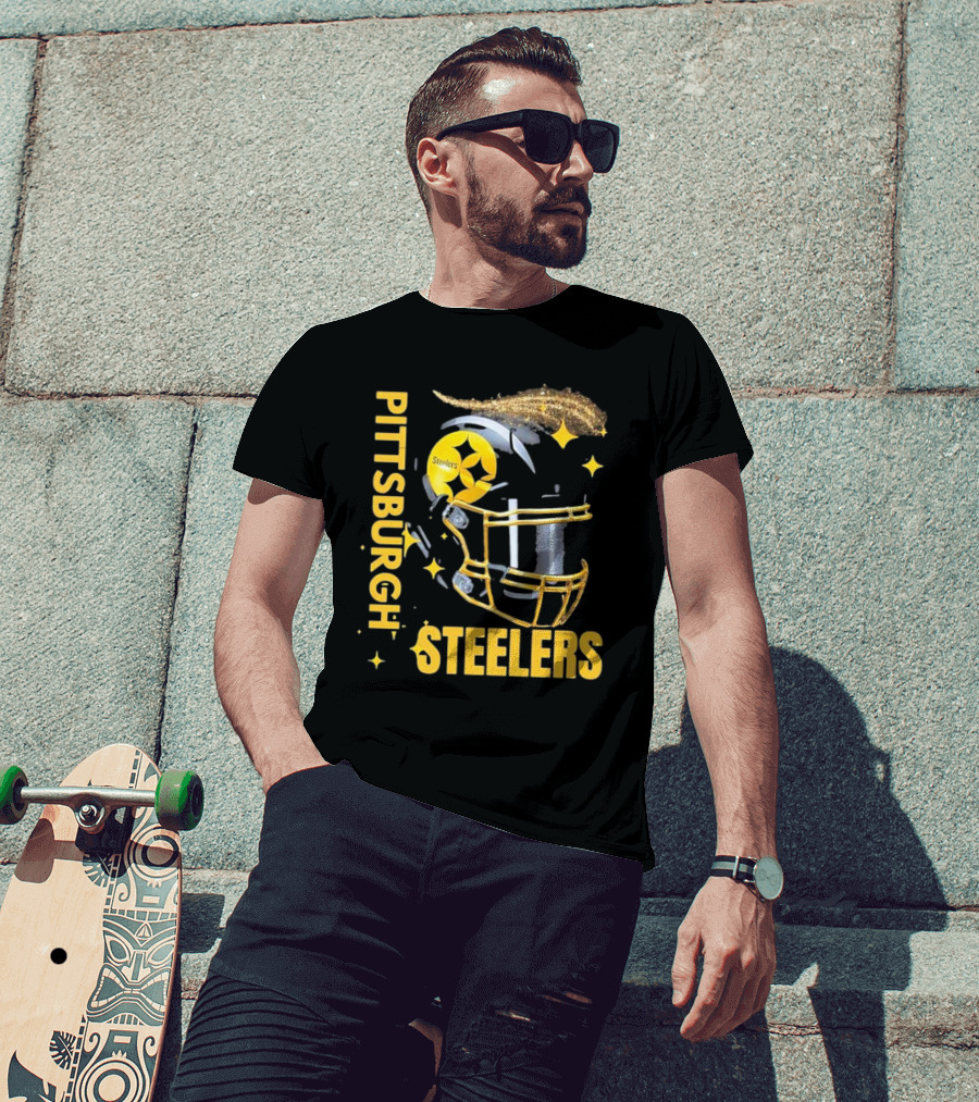 Pittsburgh Steelers Glitter Helmet Football Team T-Shirt