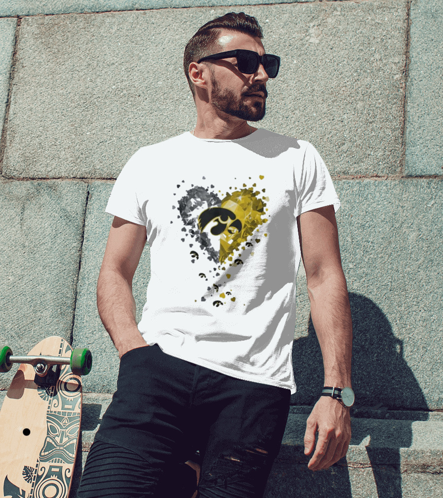 Heart Diamonds Crystal Hawkeyes Iowa Heart T-Shirt