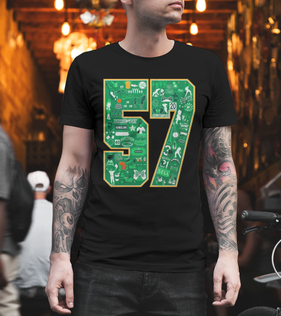 Oakland Athletics History Battle Of The Bay 57 Years Legends Sell 1989 MVP Rickey Henderson T-Shirt
