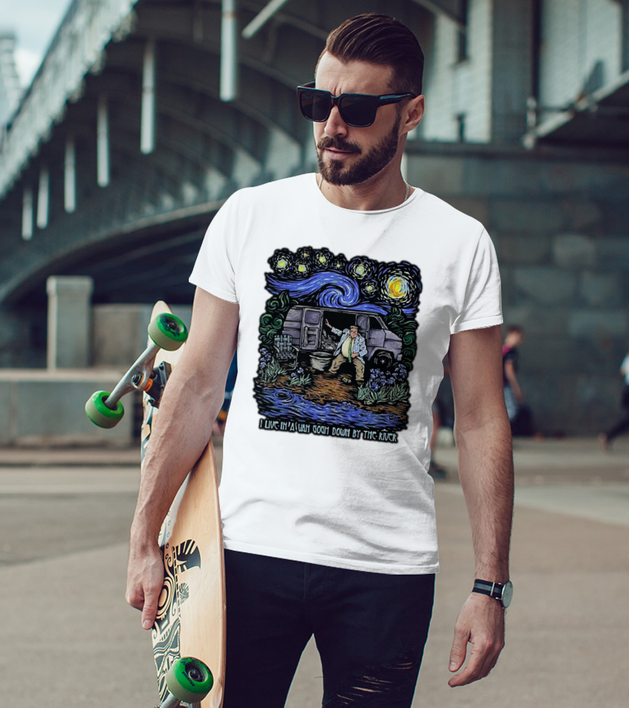 I Live In A Van Gogh Down By The River Starry Night Scene T-Shirt
