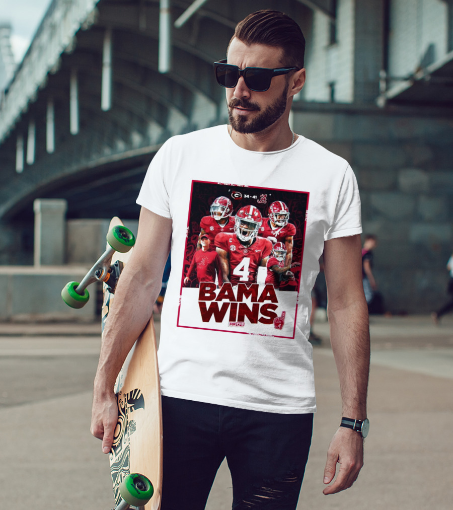 Bama Wins Alabama Crimson Tide 41-34 Georgia Bulldogs Fox CFB T-Shirt