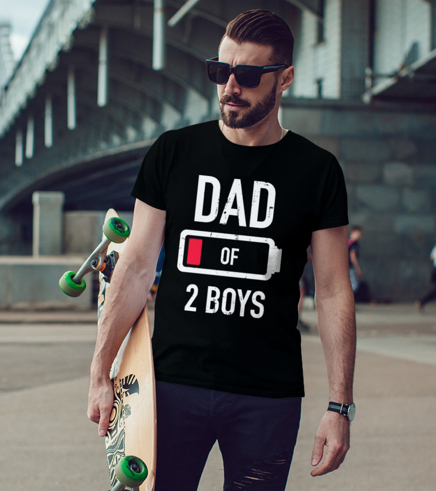 Dad Of 2 Boys Low Battery T-Shirt
