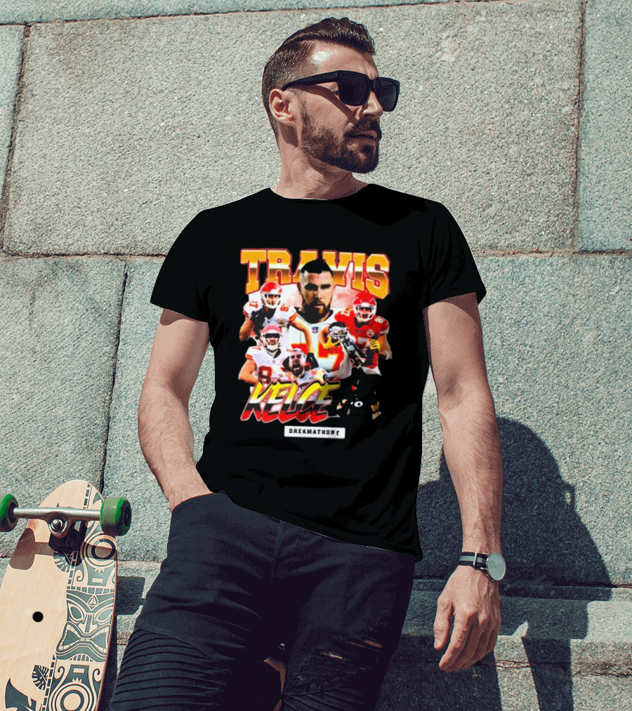 Travis Kelce Kansas City Chiefs Dreamathon Football Player Collage T-Shirt