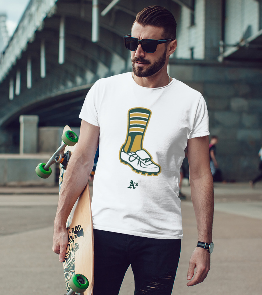 Oakland Athletics A's Iconic Green And Gold Footwear T-Shirt