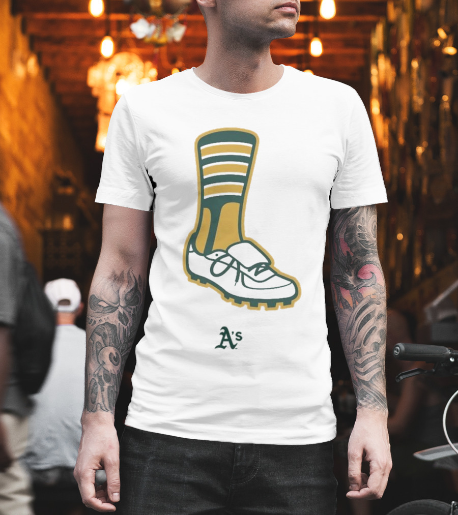 Oakland Athletics A's Iconic Green and Gold Footwear T-Shirt