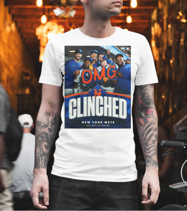 New York Mets OMG Clinched 2024 MLB Postseason T-Shirt New York Mets OMG Clinched 2024 MLB Postseason T-Shirt