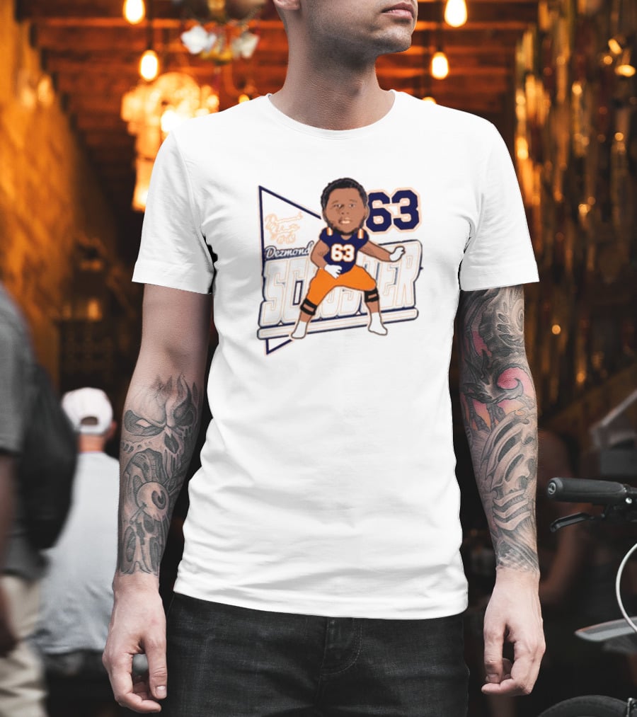 Dezmond Schuster #63 Illinois Fighting Illini Football Caricature Autograph T-Shirt
