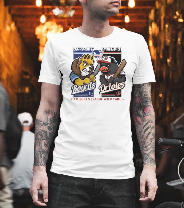 Kansas City Royals Vs Baltimore Orioles MLB American League Wild Card Mascots T-Shirt Kansas City Royals Vs Baltimore Orioles MLB American League Wild Card Mascots T-Shirt