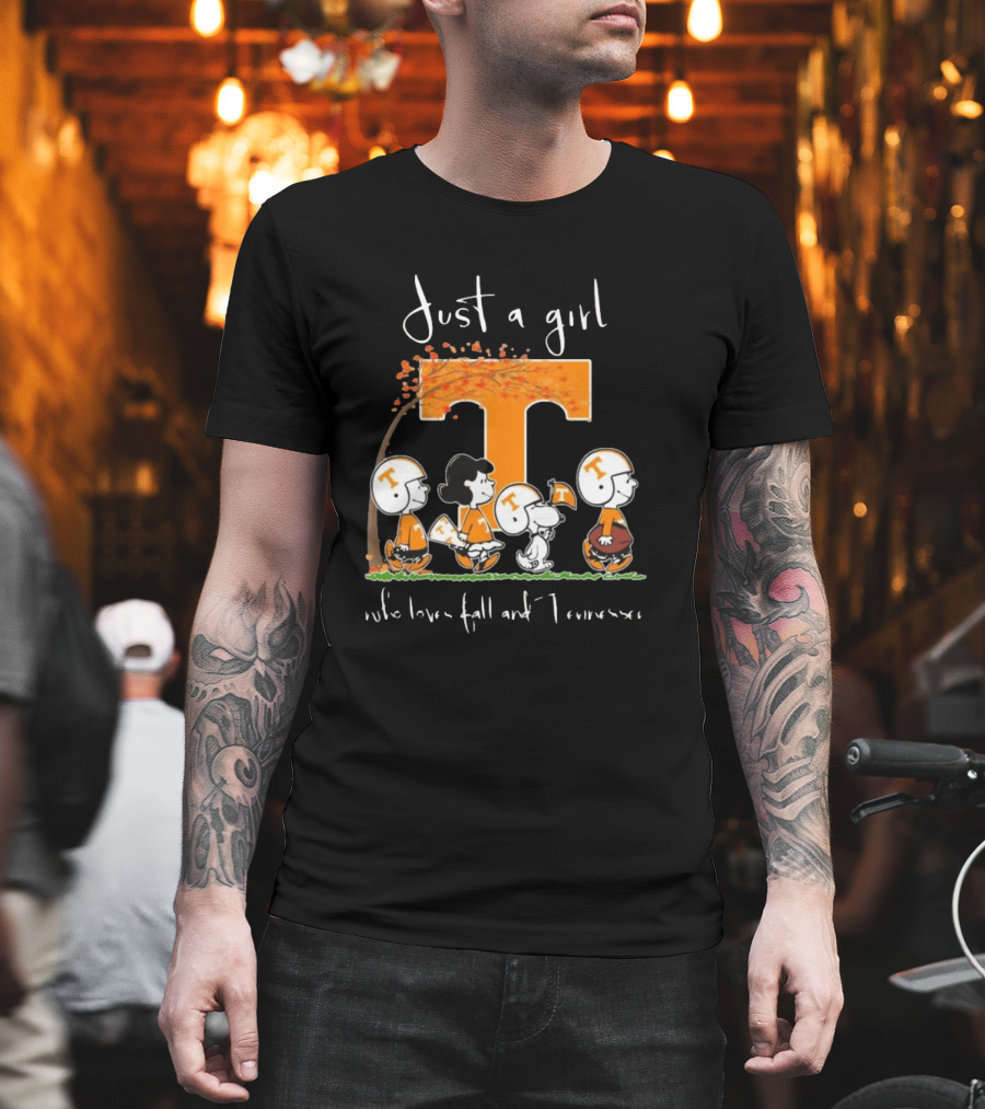 Peanuts Characters Just A Girl Who Loves Fall And Tennessee Vols T-Shirt