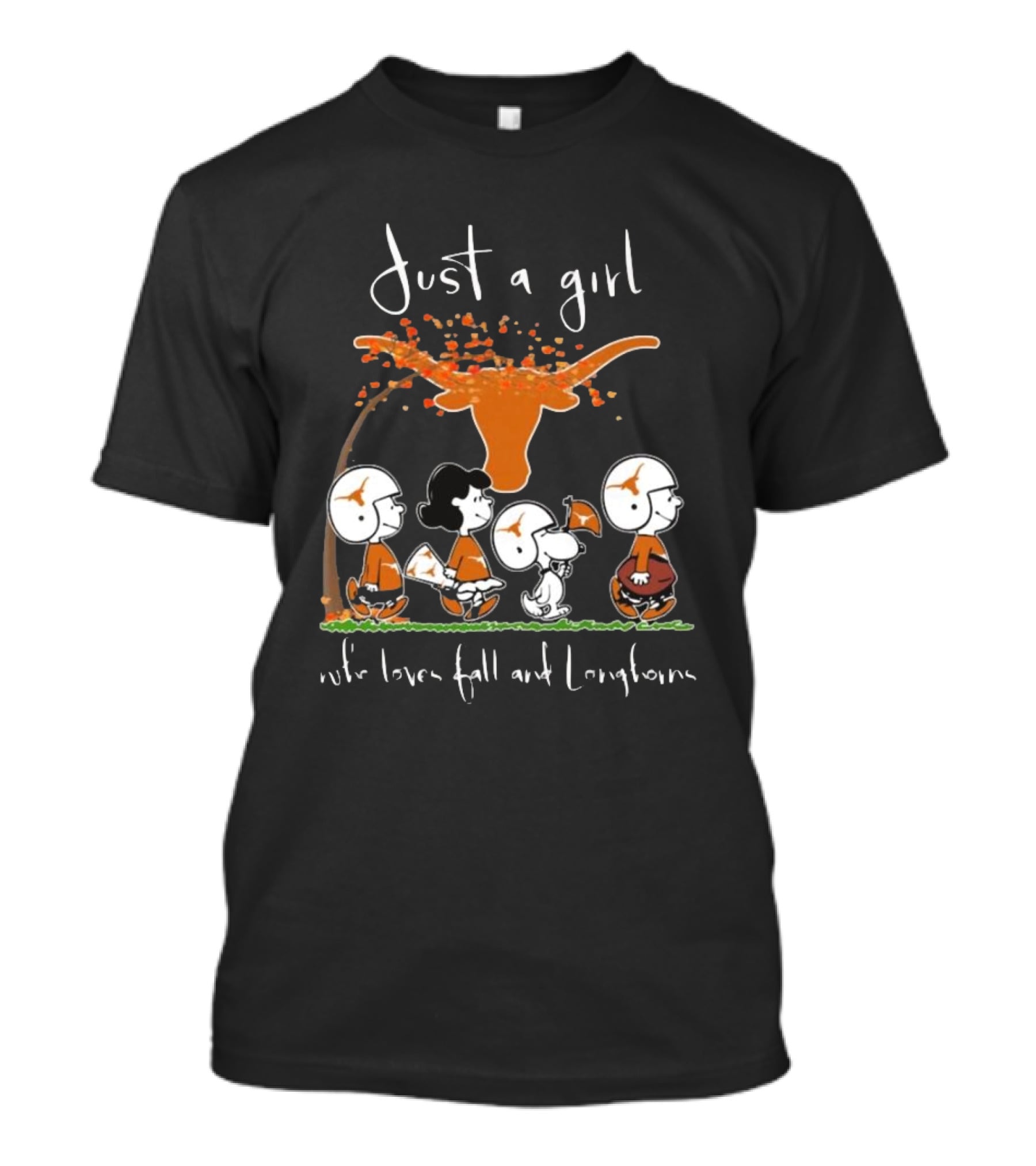 Peanuts Characters Just A Girl Who Loves Fall And Longhorns T-Shirt