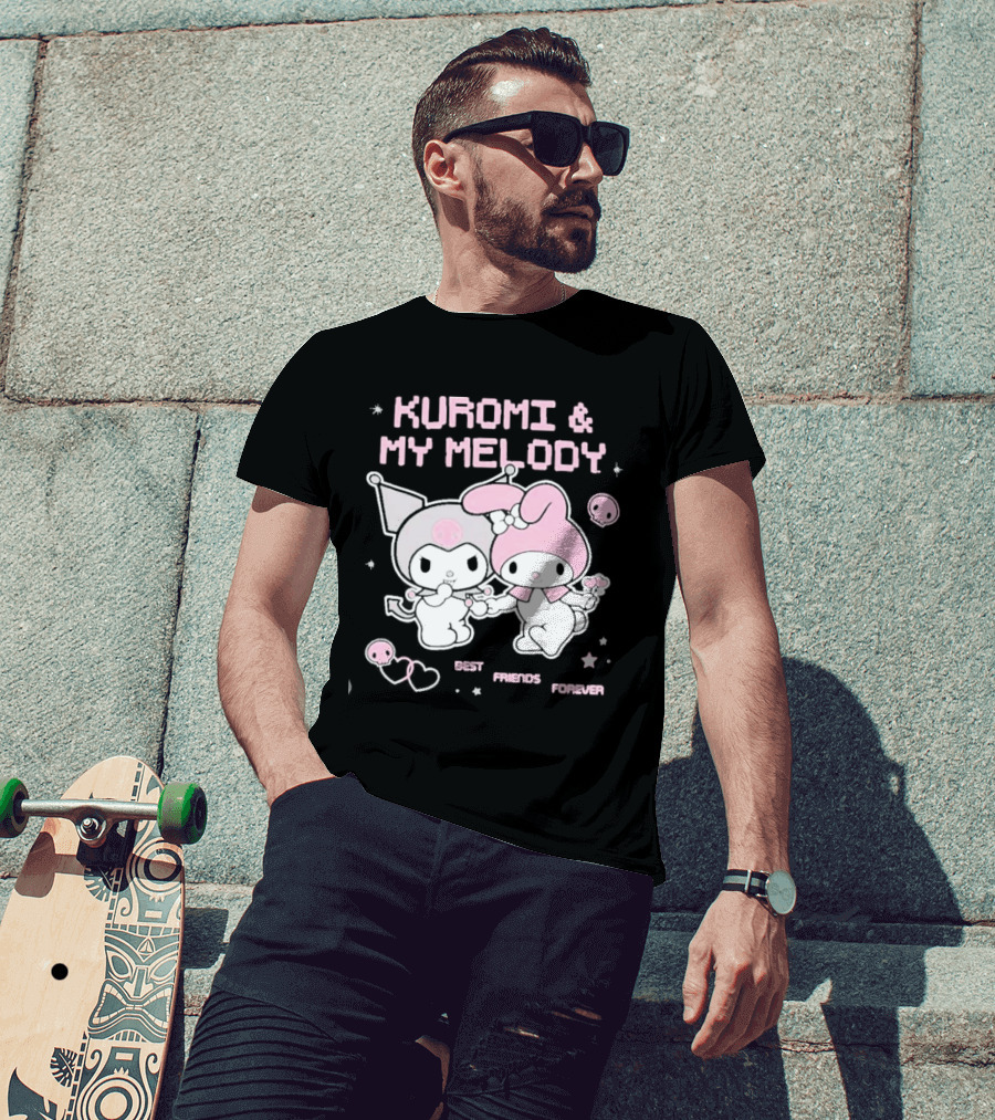 Kuromi And My Melody Best Friends Forever Skull Cute And Heart T-Shirt